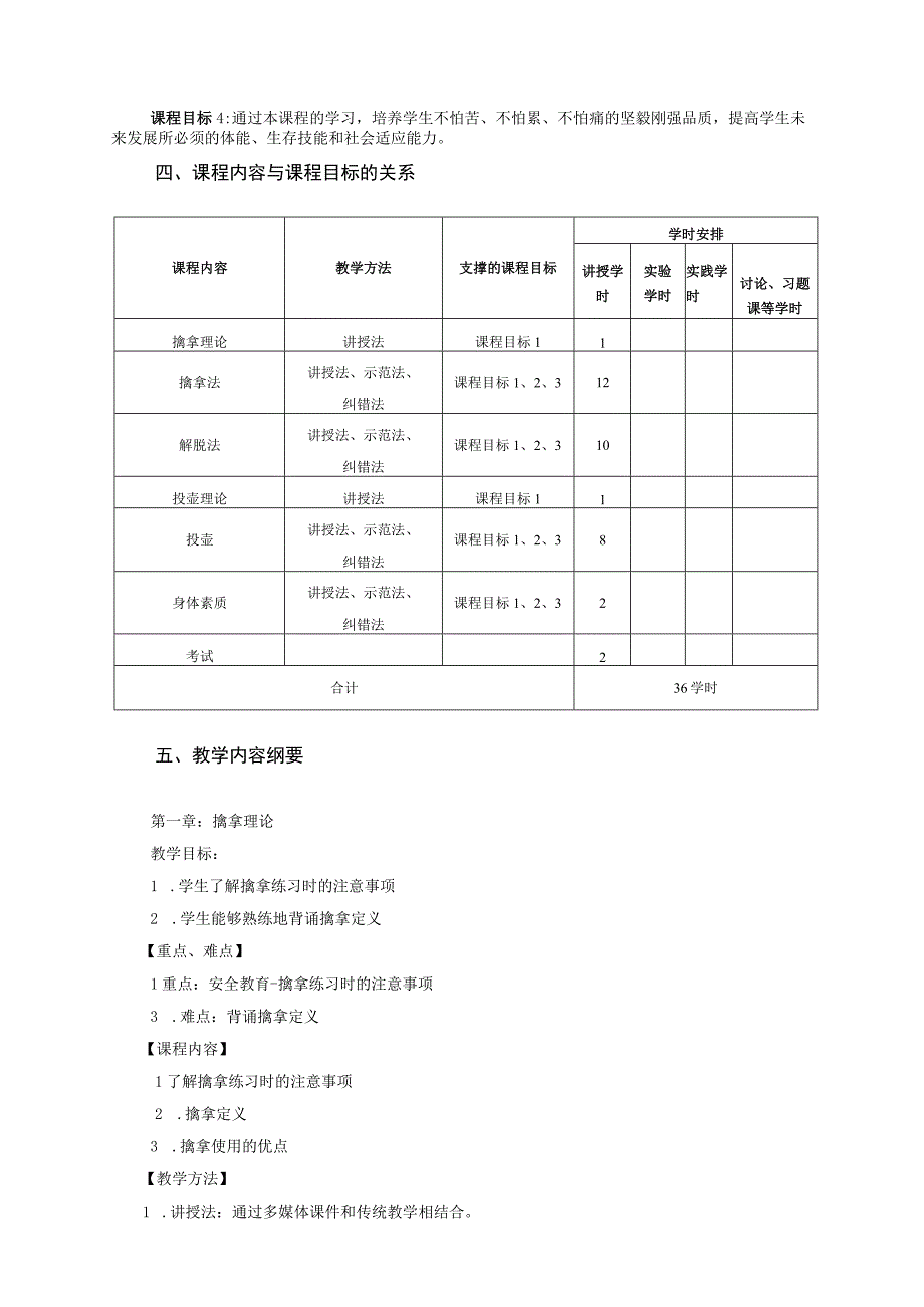 大学体育二（女子防身术）教学大纲.docx_第2页