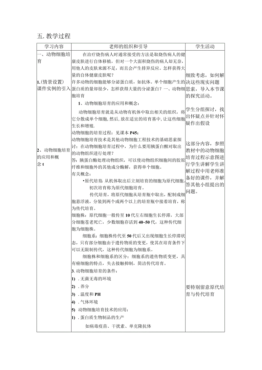 动物细胞培养和核移植技术教学设计.docx_第2页