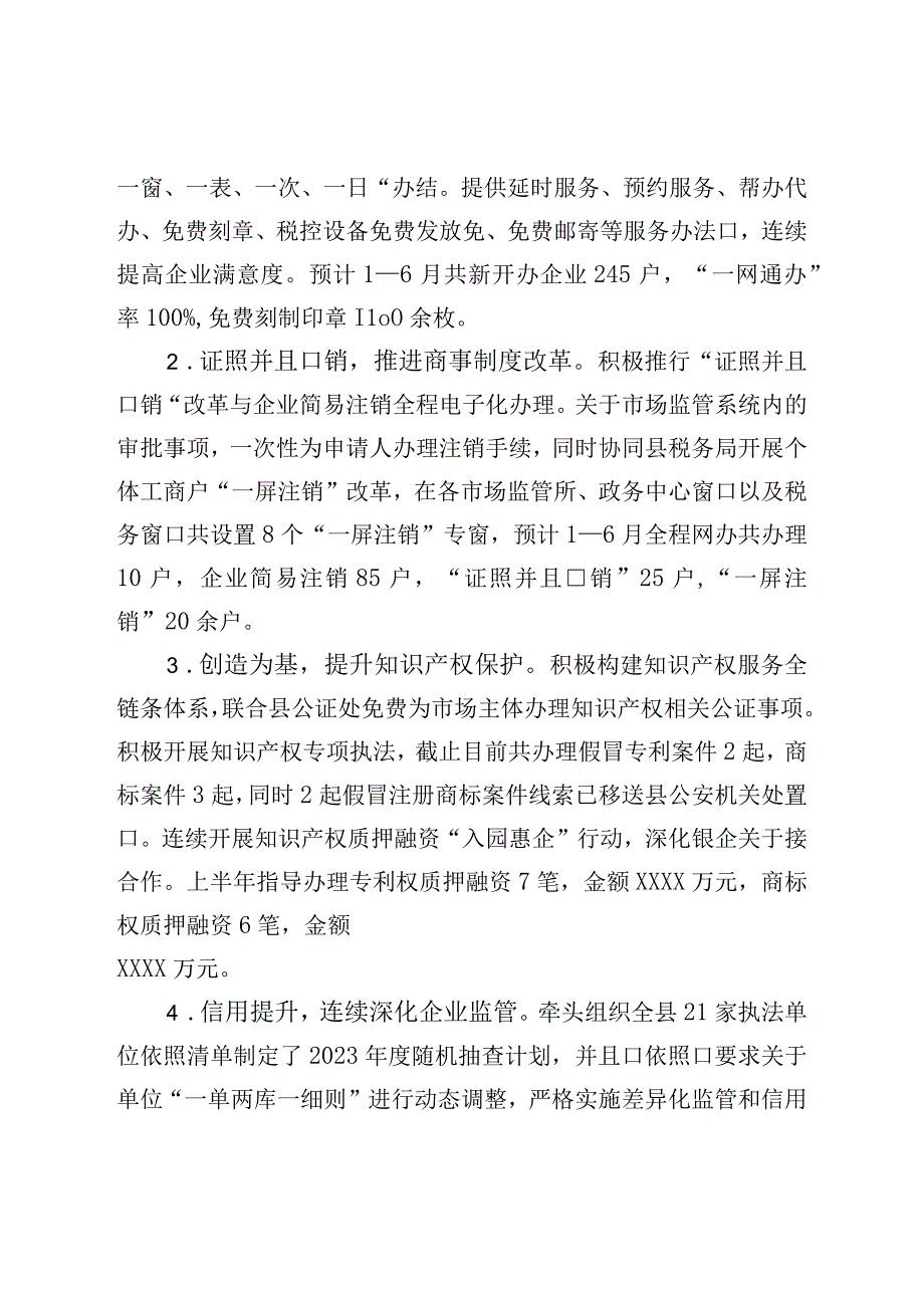 县市场监管局2023年上半年工作总结和下半年工作安排.docx_第2页