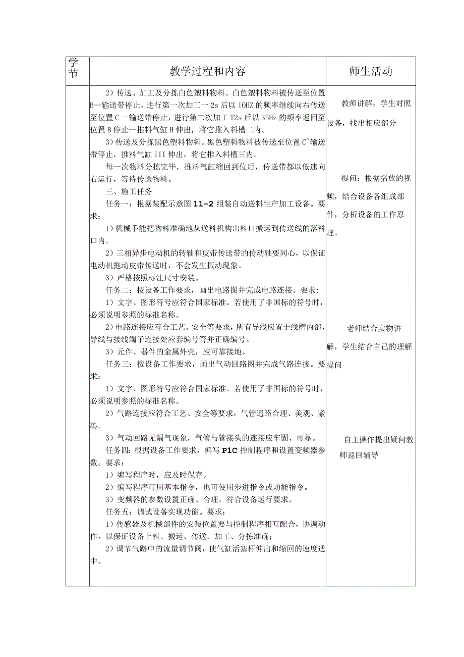 典型机电设备安装与调试 西门子 第3版 教案 项目十一 自动送料生产加工设备的组装与调试.docx_第3页