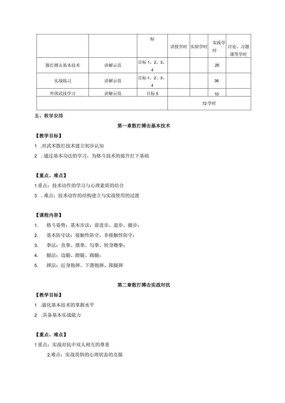 大学体育三、四（散打搏击）教学大纲.docx_第2页