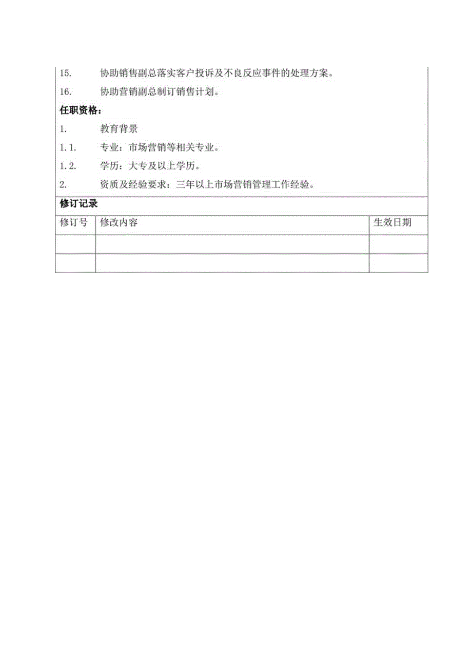 市场销售部经理岗位职责.docx_第2页