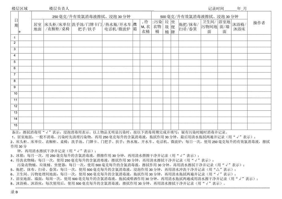 养老机构-生活区物品消毒记录表.docx_第1页