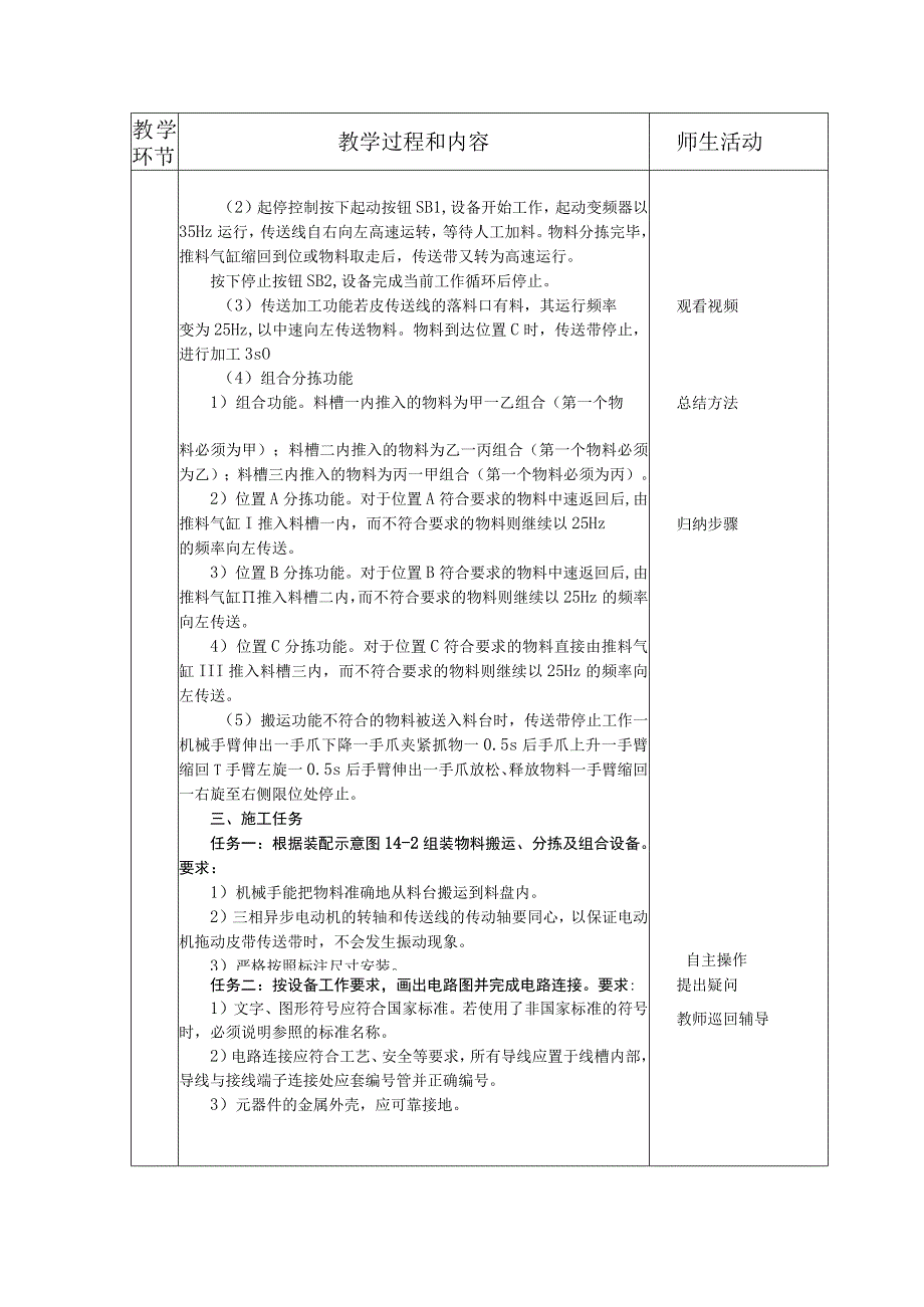 典型机电设备安装与调试 西门子 第3版 教案 项目十四 物料搬运、分拣及组合设备的组装与调试（一）.docx_第3页