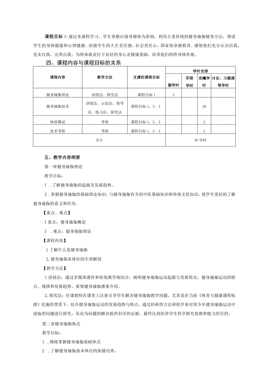 大学体育二（健身瑜伽）教学大纲.docx_第2页