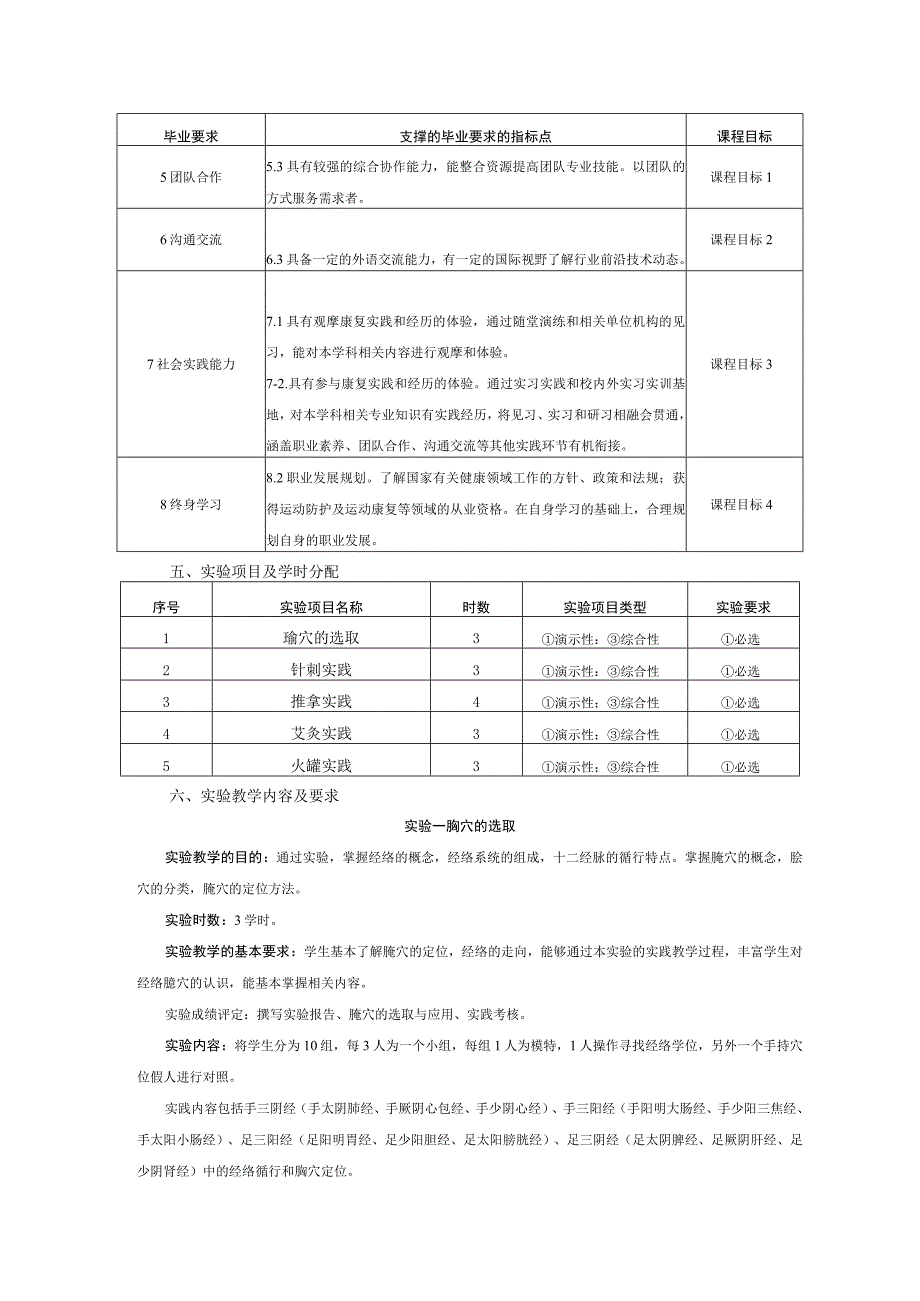 运动康复专业《传统康复方法学实验》教学大纲.docx_第2页