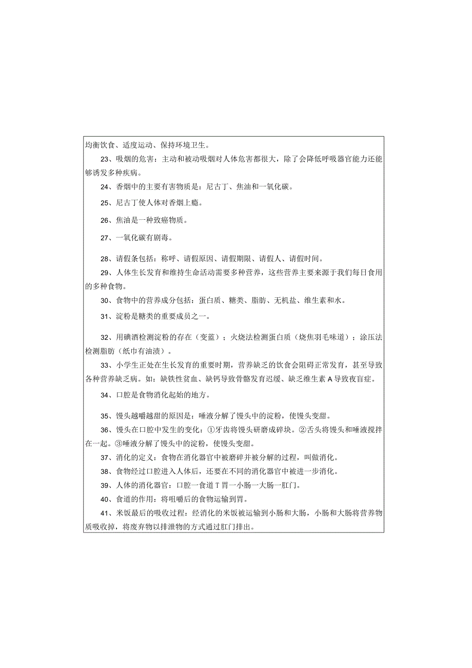 第四单元 爱护身体（知识点总结）-冀人版四年级科学下册.docx_第1页