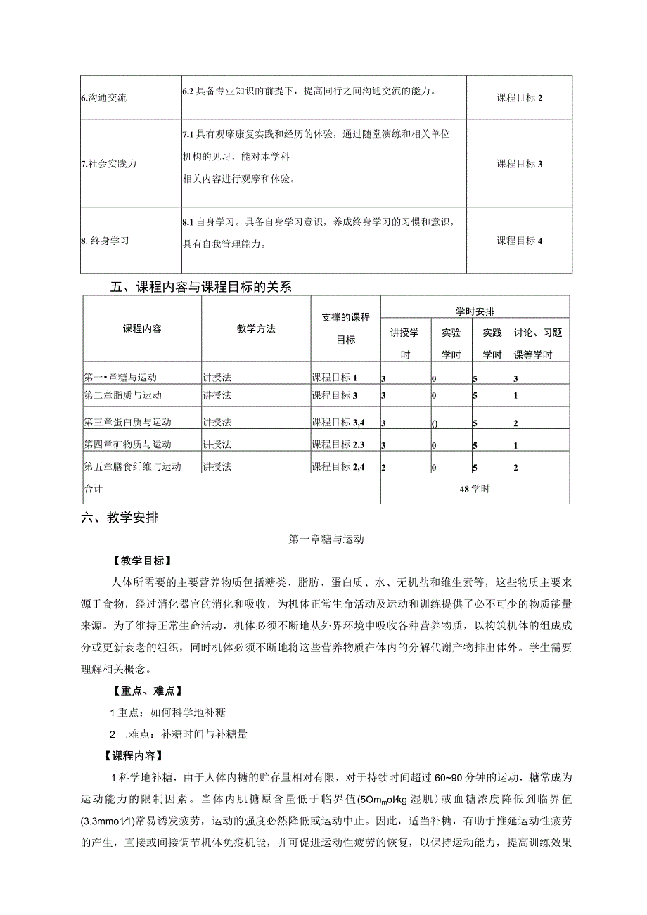 运动康复专业《运动营养学》教学大纲.docx_第2页