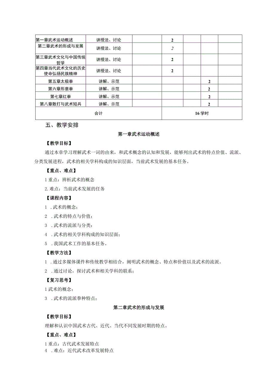 通识教育选修课中国武术文化教学大纲.docx_第2页