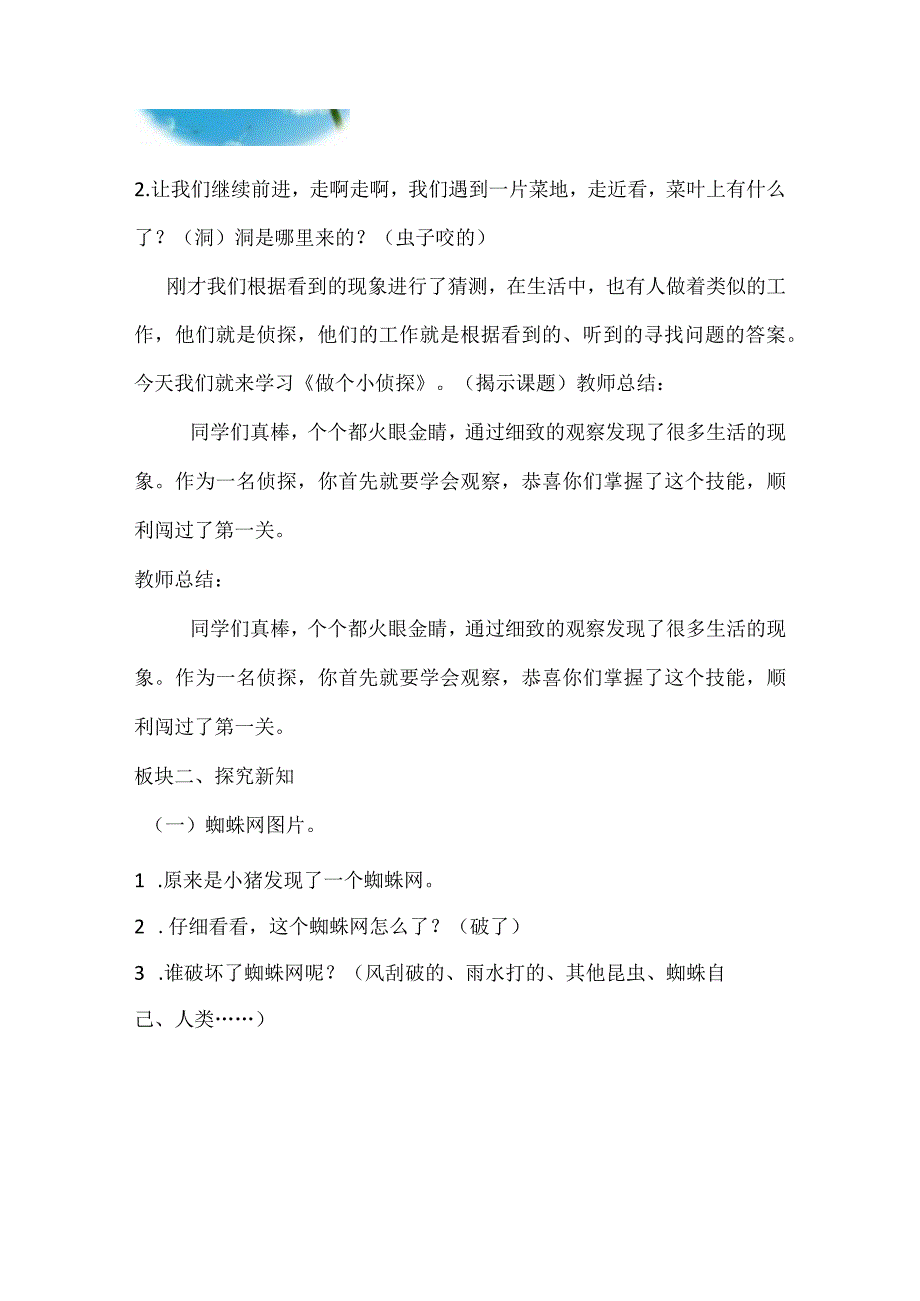 苏教版小学科学一年级上册《做个小侦探》说课稿.docx_第3页