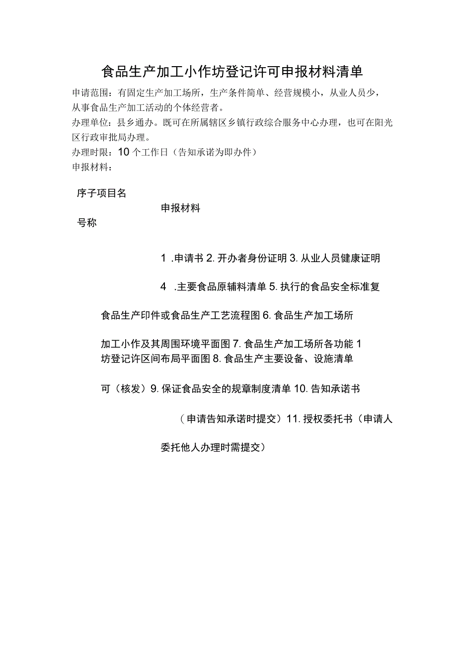 食品生产加工小作坊登记许可申报材料清单.docx_第1页