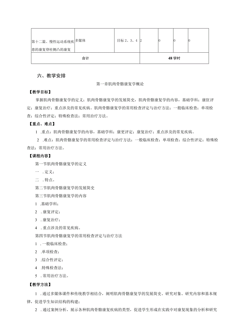 运动康复专业《肌肉骨骼康复学》教学大纲.docx_第3页