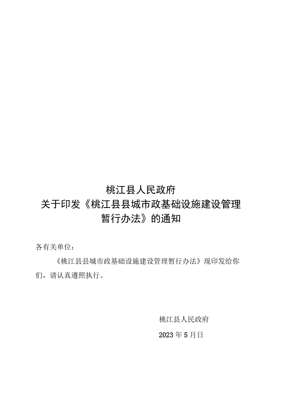 桃江县县城市政基础设施建设管理暂行办法.docx_第1页