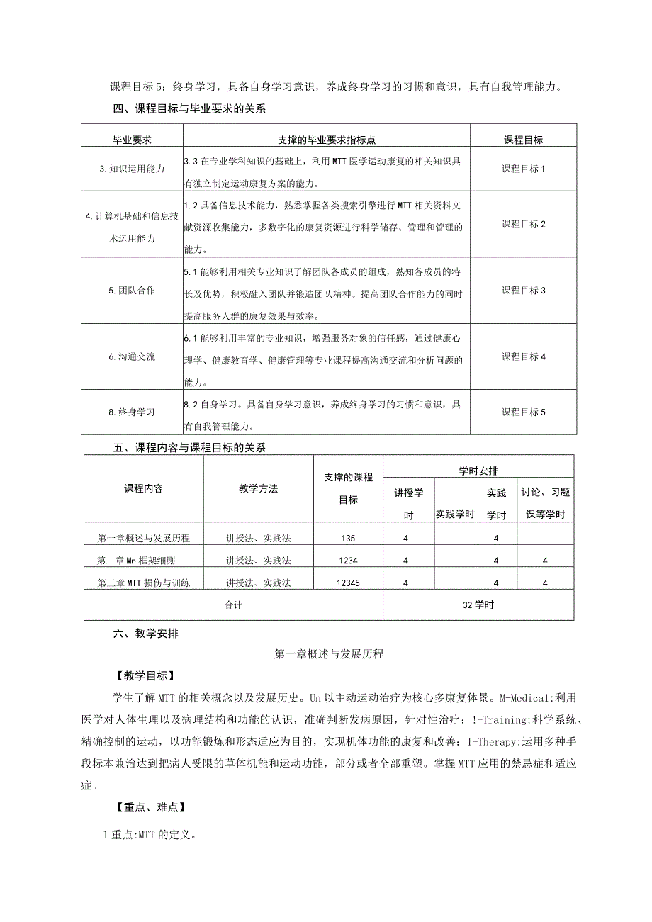 运动康复专业《MTT医学运动康复》教学大纲.docx_第2页