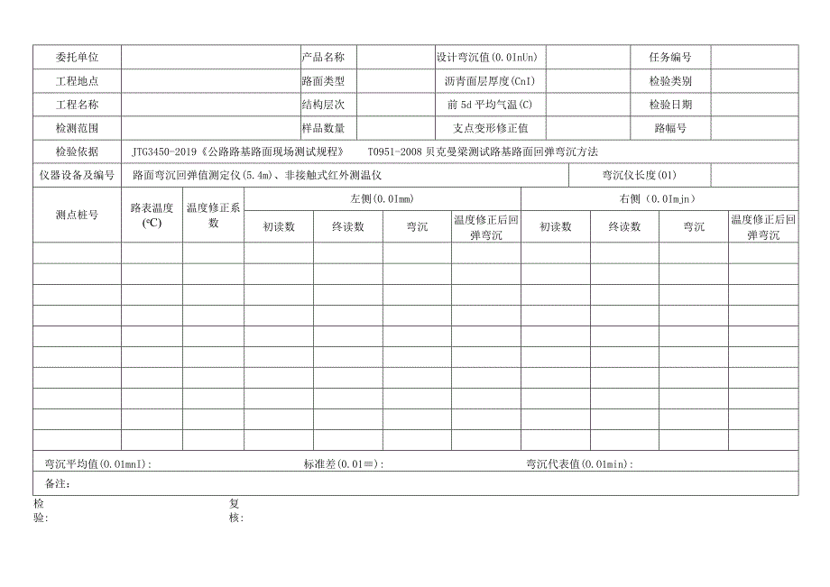 贝克曼梁测路基路面回弹弯沉原始记录表格.docx_第2页