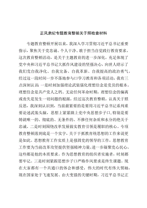 正风肃纪专题教育整顿对照检查材料.docx