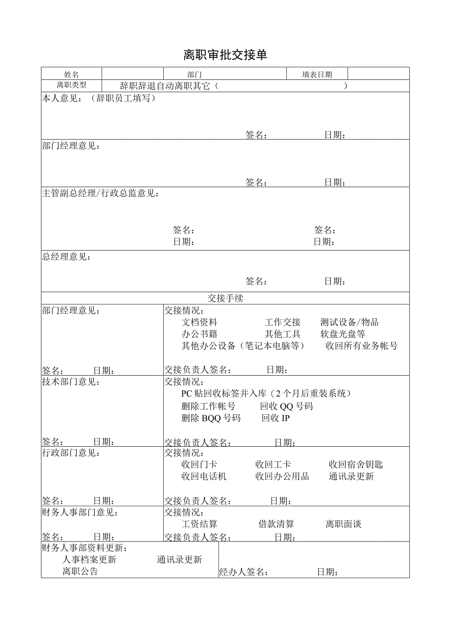 离职审批交接单.docx_第1页