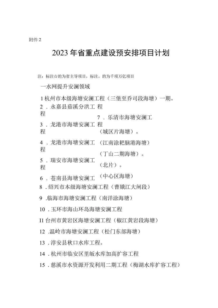 浙江2023年省重点建设预安排项目计划.docx_第1页