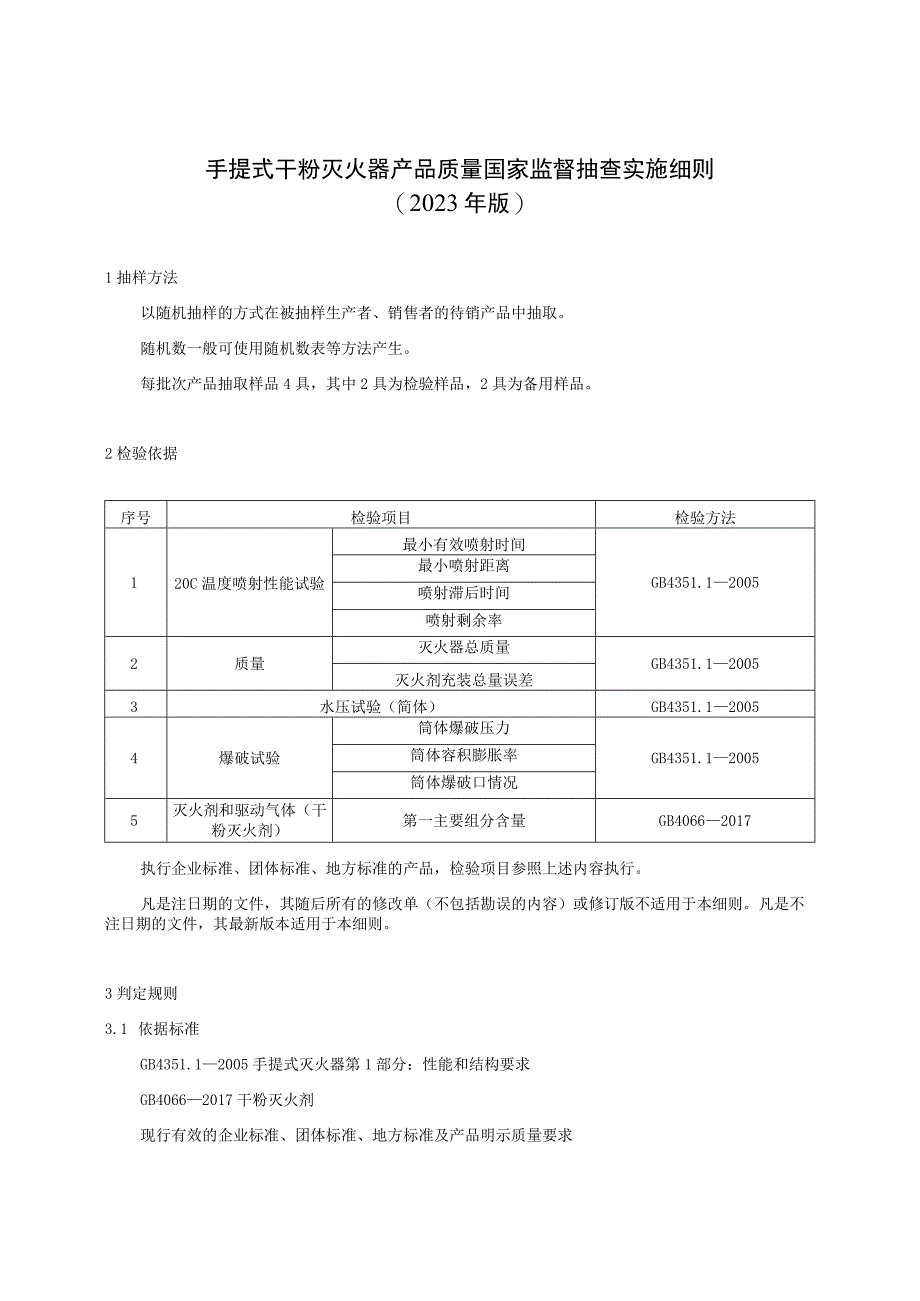 72 手提式干粉灭火器产品质量国家监督抽查实施细则2023年版.docx_第1页