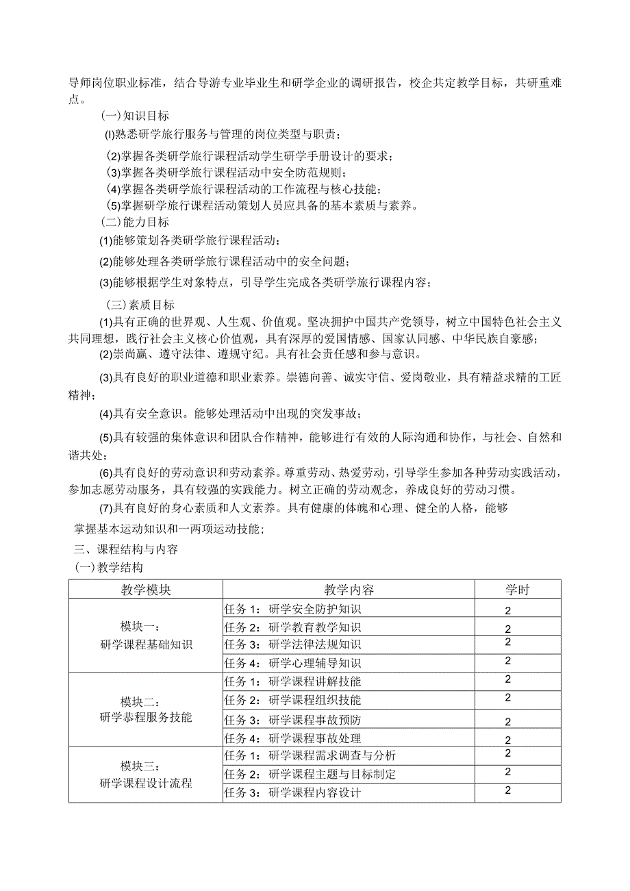 《研学旅行课程设计与实施》课程标准与授课计划表.docx_第2页