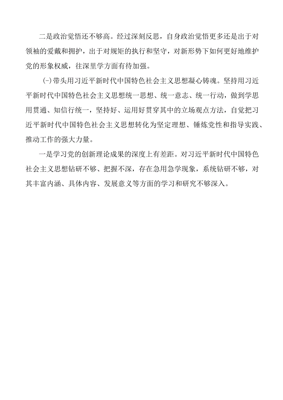 2023年度民主生活会领导干部个人发言提纲.docx_第2页