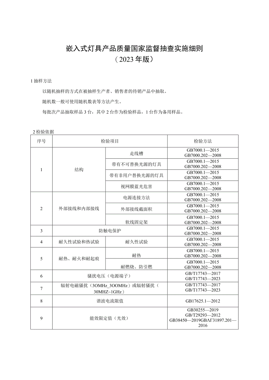 38 嵌入式灯具产品质量国家监督抽查实施细则2023年版.docx_第1页