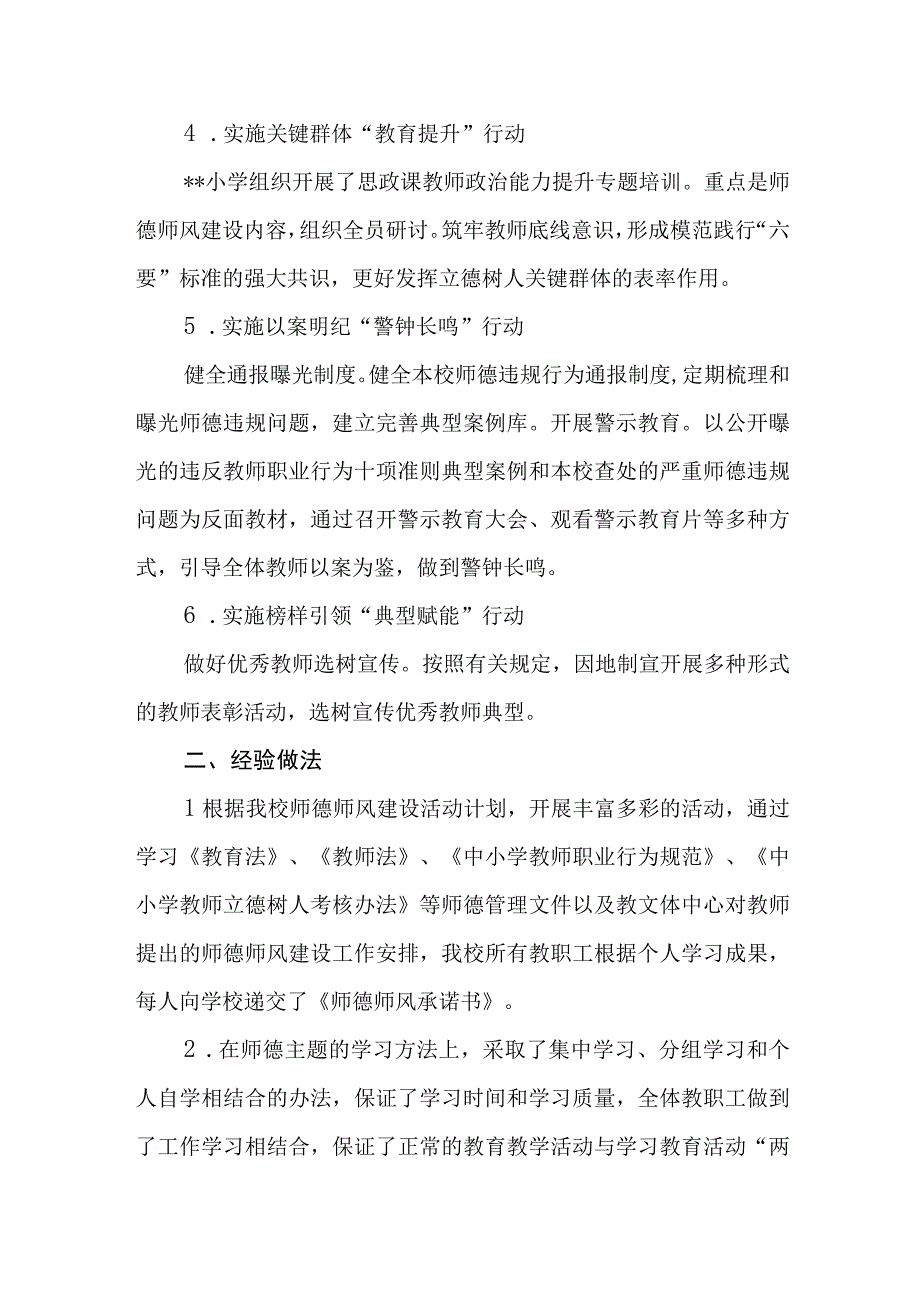 （5篇）2023师德师风集中学习教育活动总结.docx_第2页