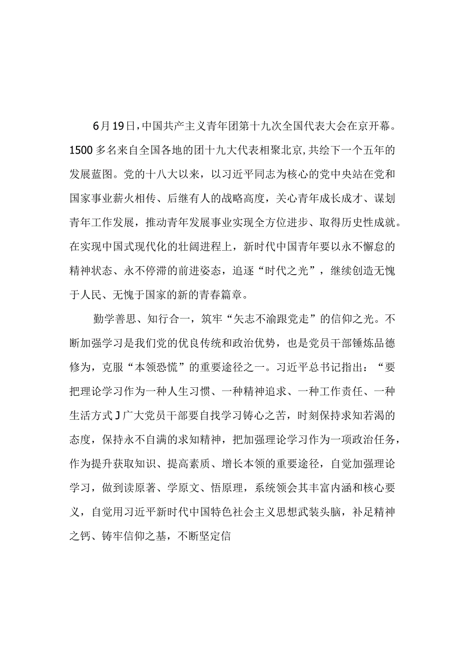 （11篇）学习2023共青团十九大精神心得体会研讨发言材料.docx_第1页