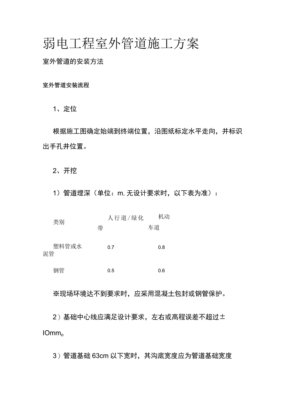 弱电工程室外管道施工方案.docx_第1页