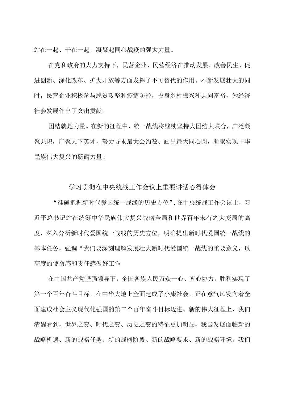 学习领悟中央统战工作会议上重要讲话心得体会2篇.docx_第2页