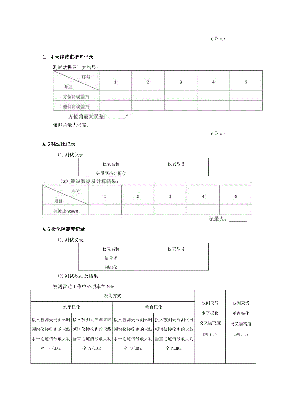 多普勒天气雷达天线测试结果记录表天气雷达天线控制协议与接口约定.docx_第3页