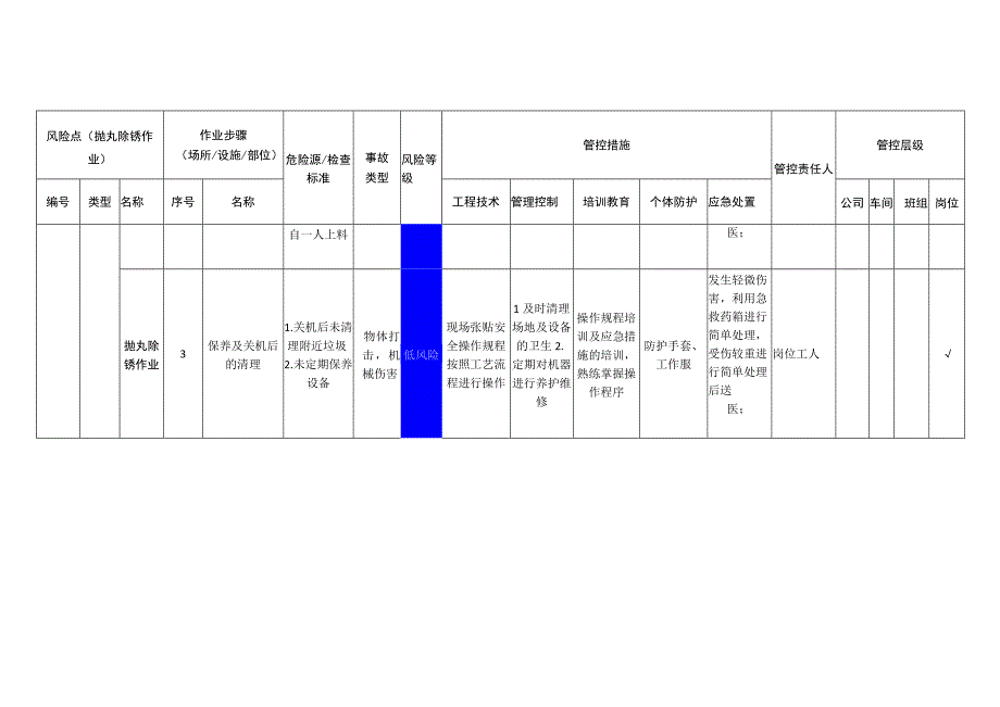 工程有限公司抛丸除锈作业安全风险分级管控清单.docx_第2页