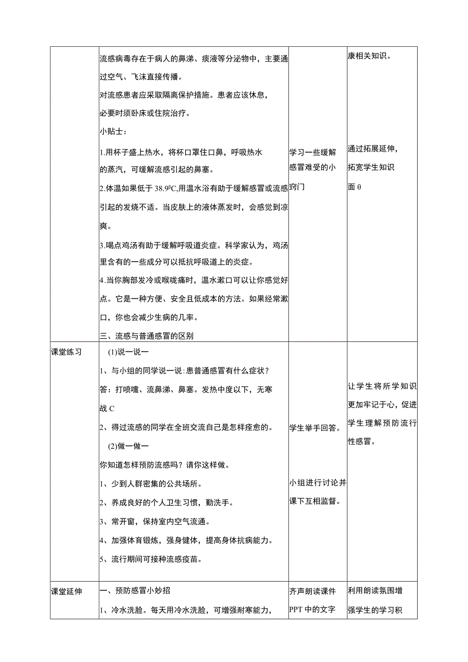 武汉版生命安全教育 二年级 第28课《预防流行性感冒》教案.docx_第2页