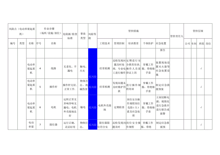 工程有限公司电动单梁起重机安全风险分级管控清单.docx_第3页