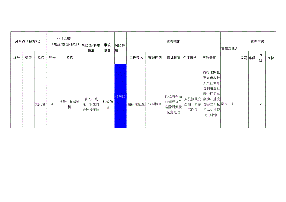 工程有限公司抛丸机安全风险分级管控清单.docx_第2页