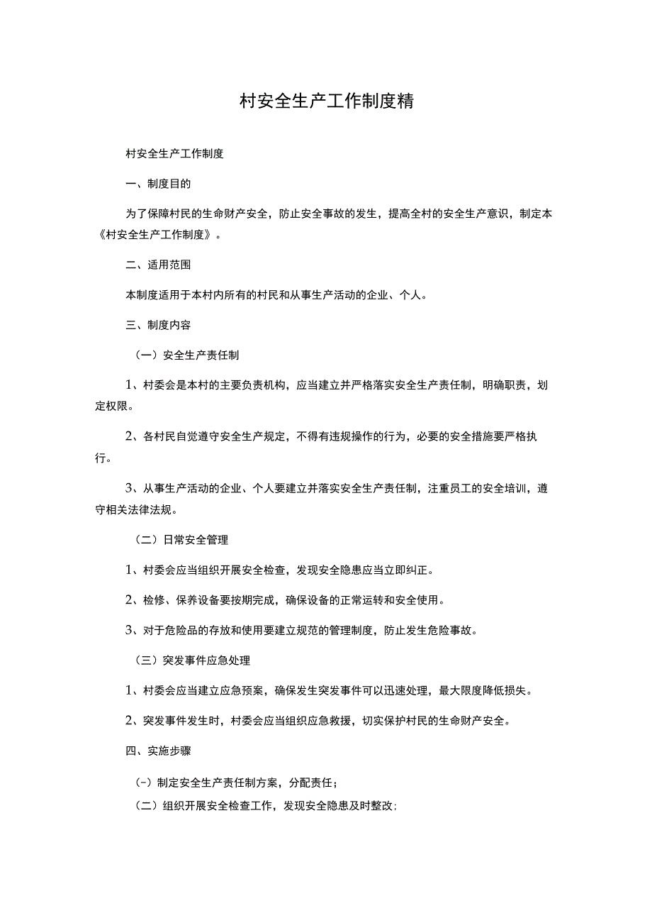 村安全生产工作制度精.docx_第1页