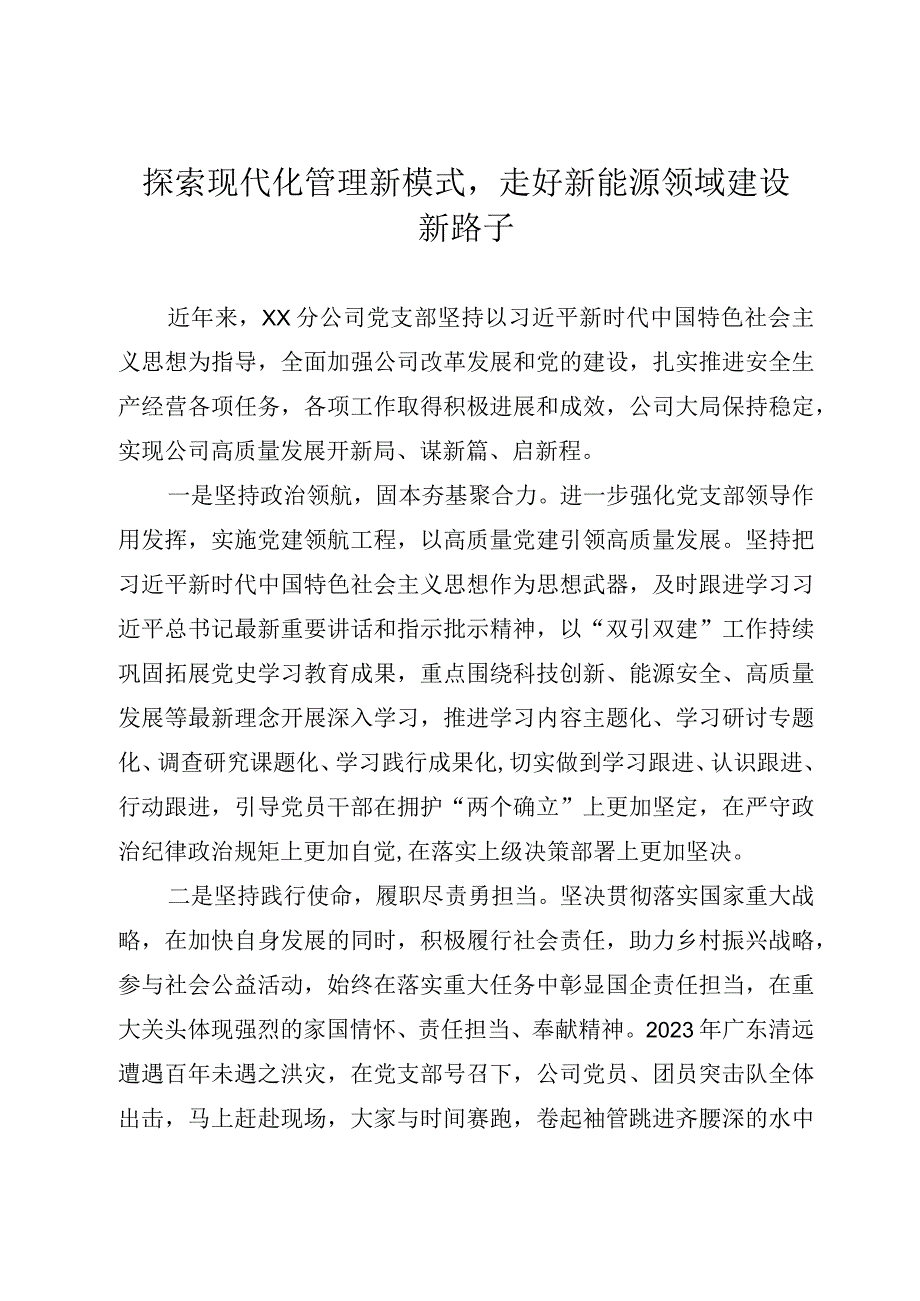 探索现代化管理新模式走好新能源领域建设新路子.docx_第1页