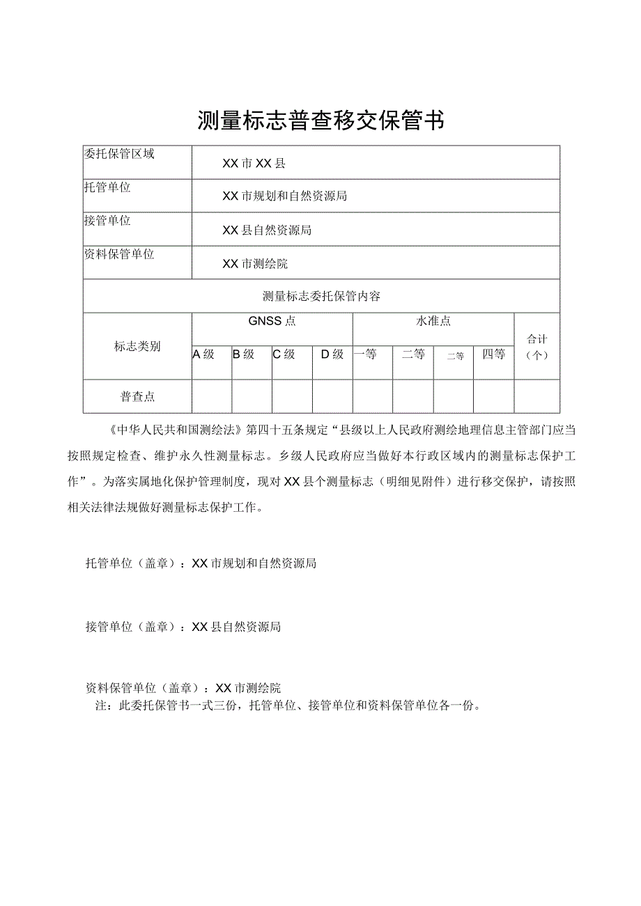 测量标志普查移交保管书.docx_第2页