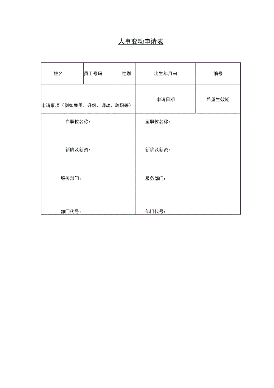 员工调动调动申请01人事变动申请表 2.docx_第1页