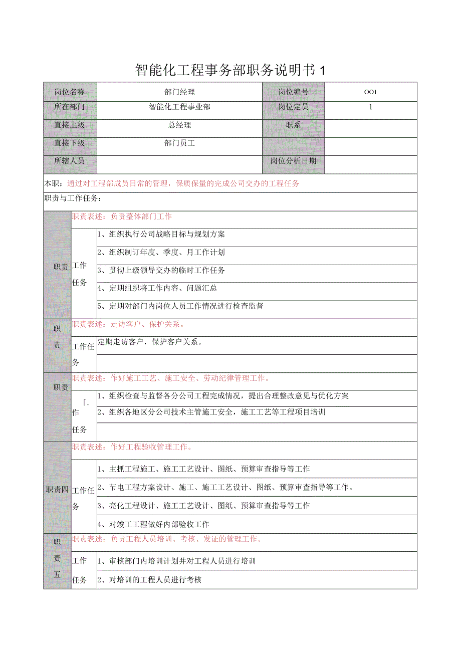 智能化工程事务部职务说明书1.docx_第1页