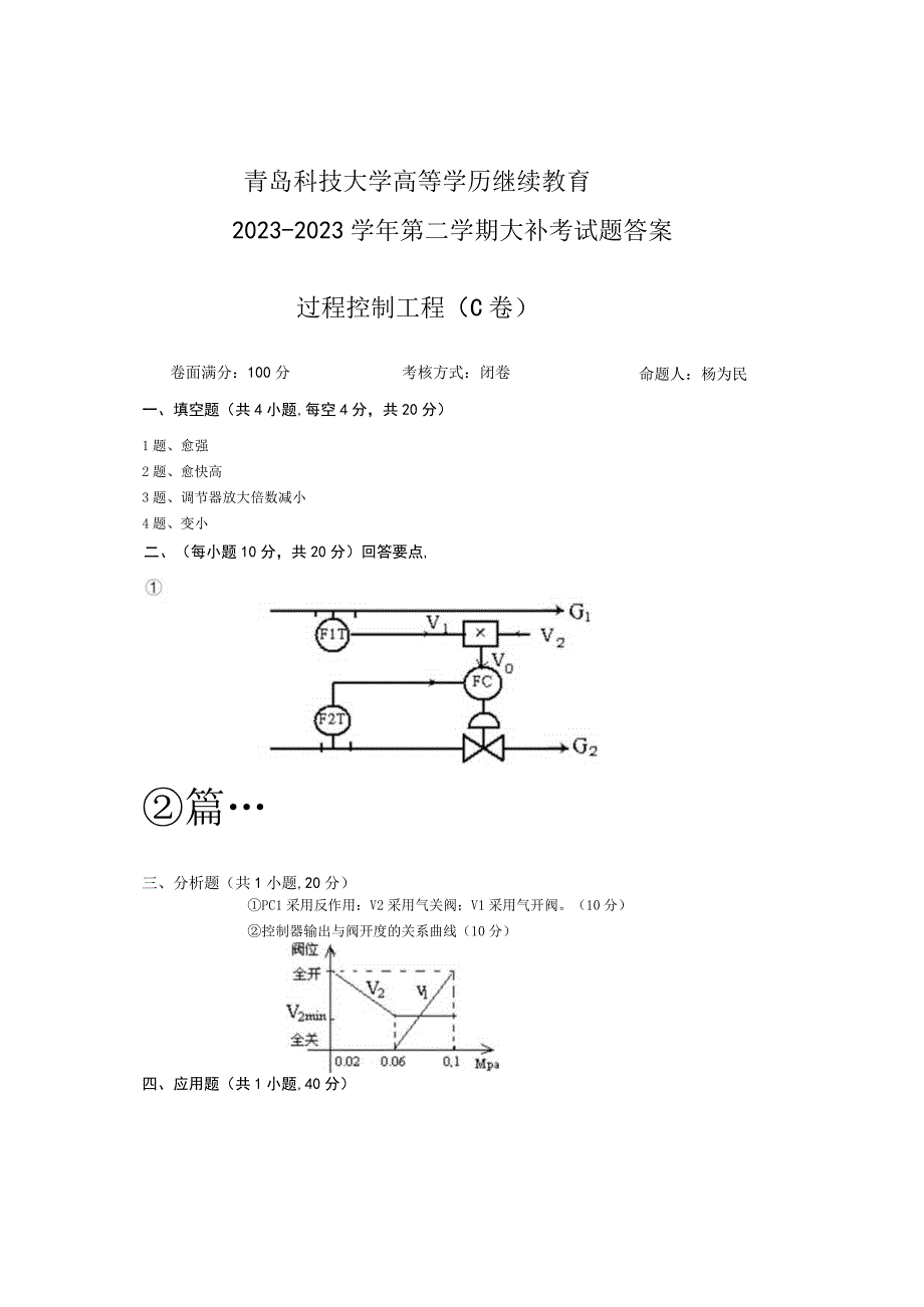 青岛科技大学成人继续教育《过程控制工程》测试题及答案.docx_第3页