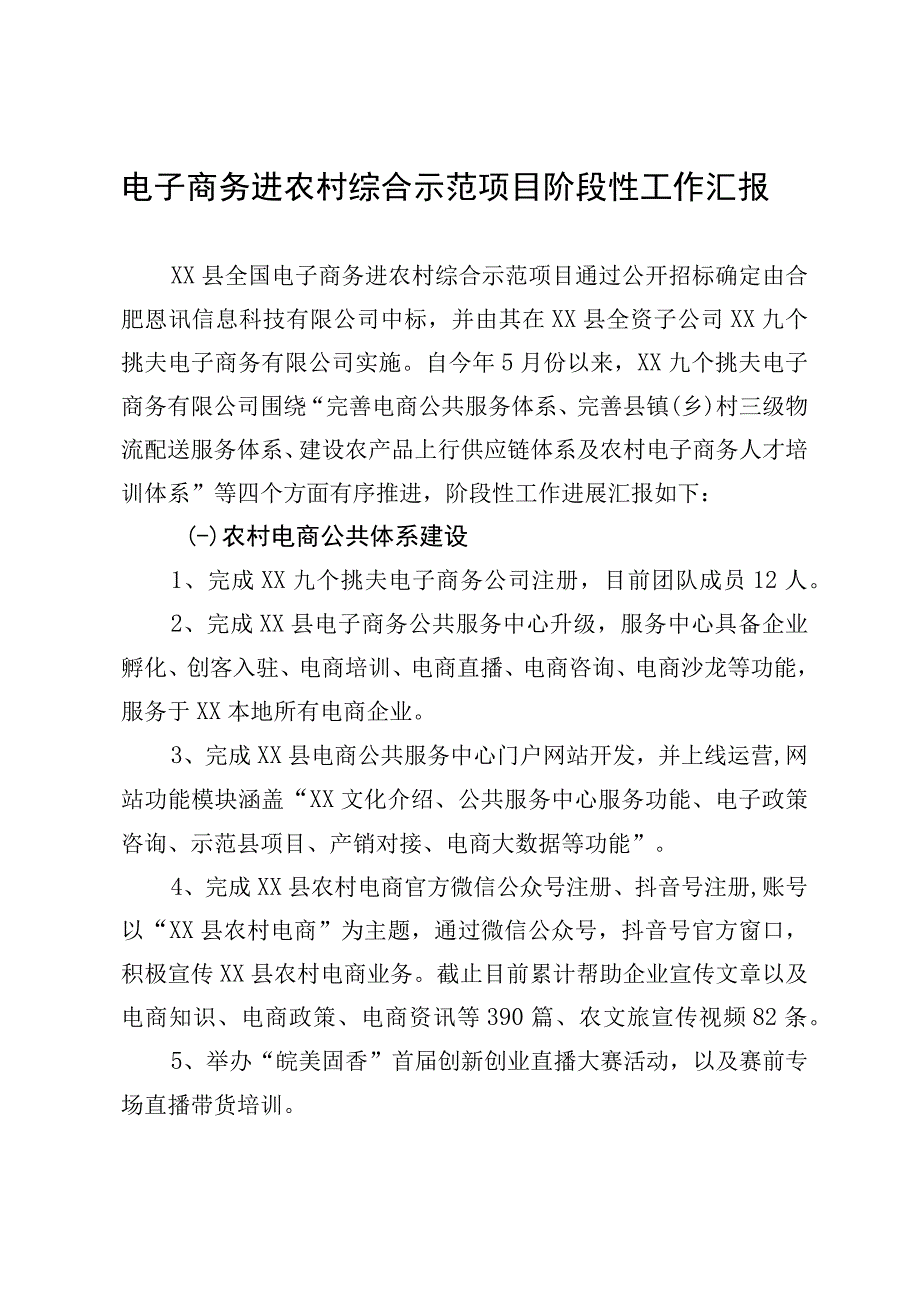 电子商务进农村综合示范项目阶段性工作汇报.docx_第1页