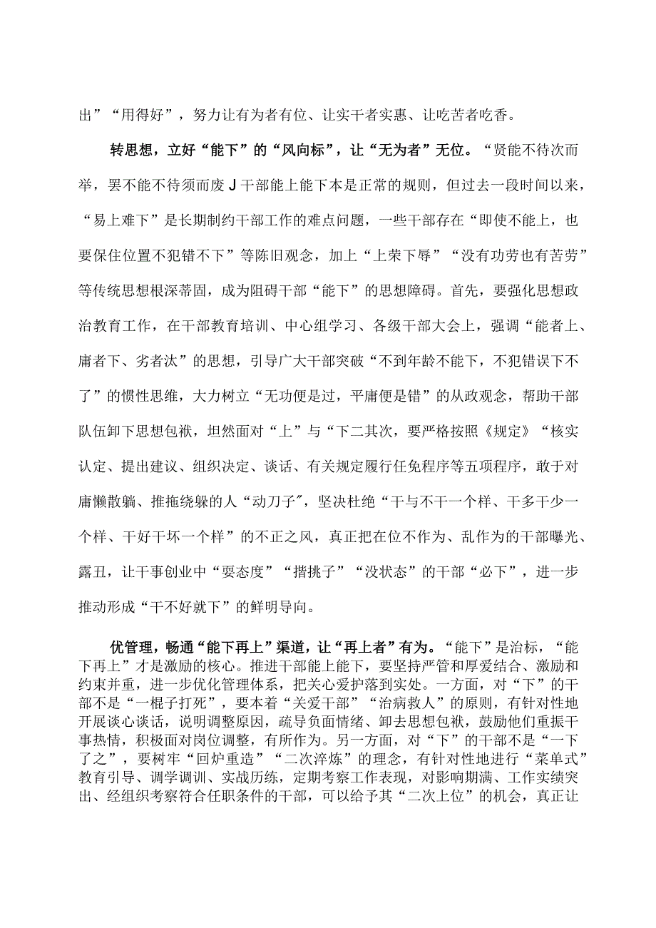 贯彻《推进领导干部能上能下规定》座谈发言材料3篇.docx_第2页