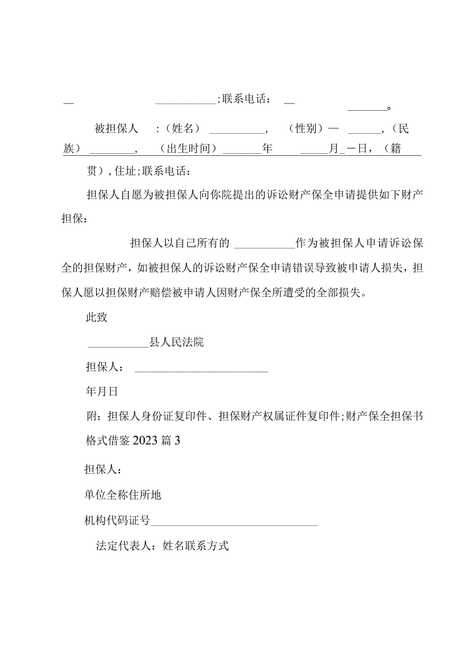 财产保全担保书格式借鉴20236篇.docx_第2页