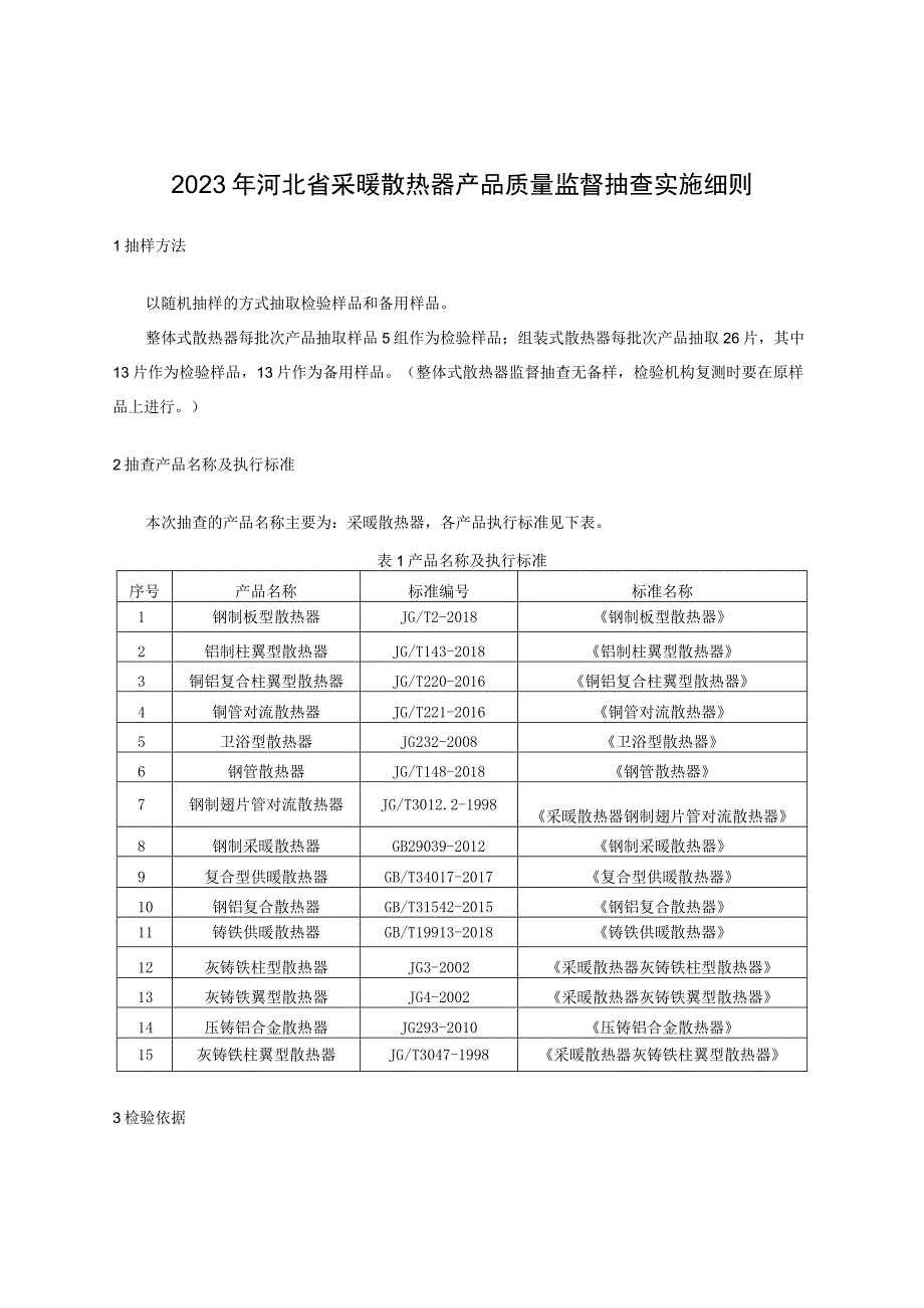 2023年河北省采暖散热器产品质量监督抽查实施细则.docx_第1页