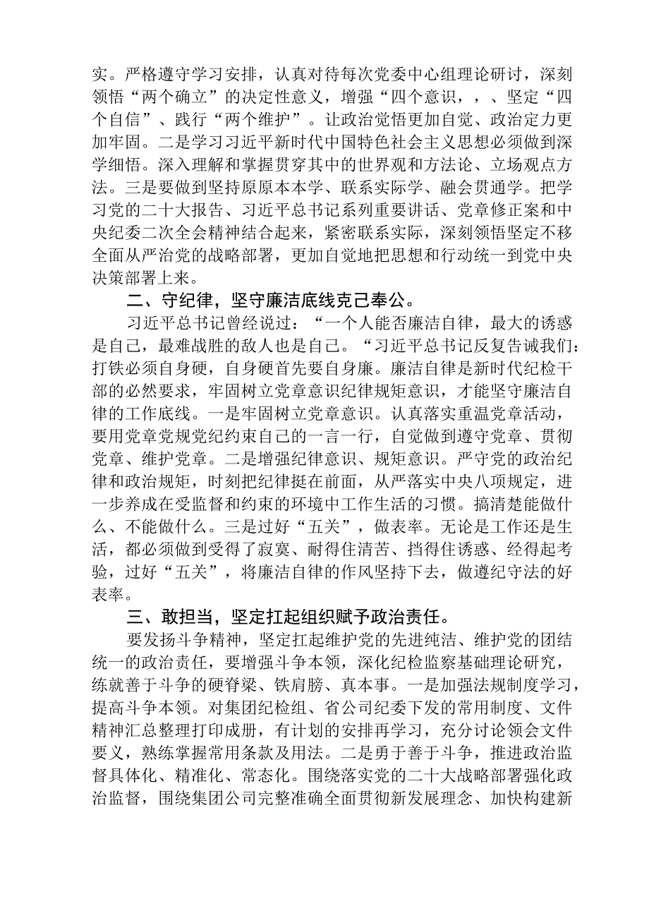 2023公司纪检干部纪检监察干部教育整顿读书报告三篇完整版.docx_第2页