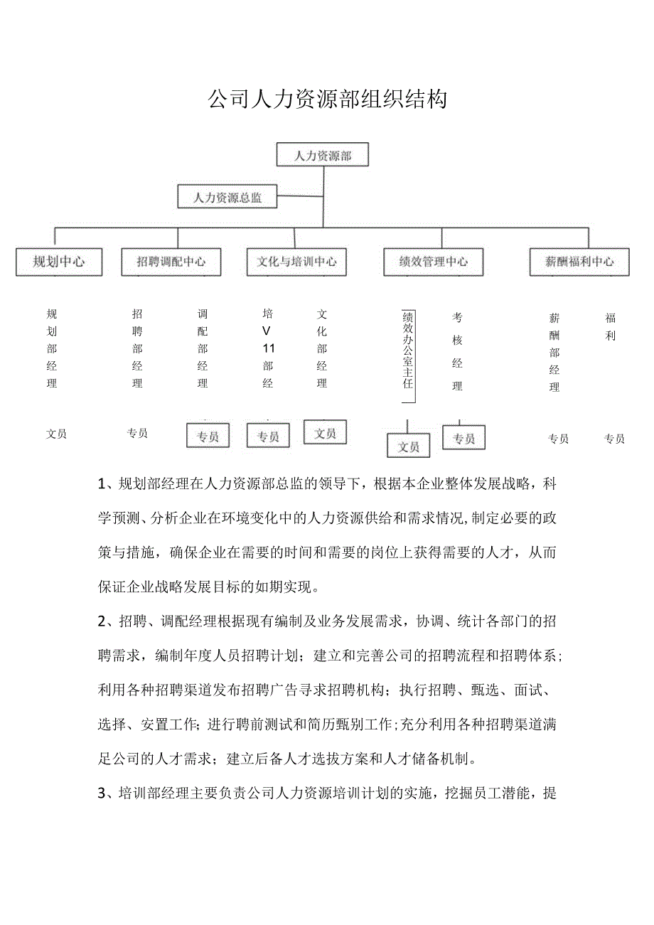 公司人力资源部组织结构.docx_第1页