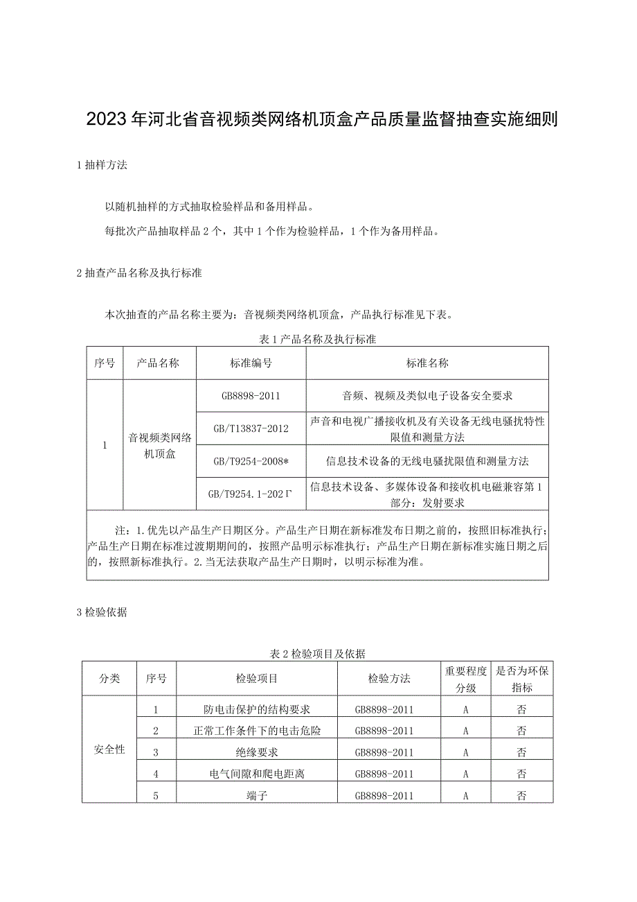 2023年河北省音视频类网络机顶盒产品质量监督抽查实施细则.docx_第1页