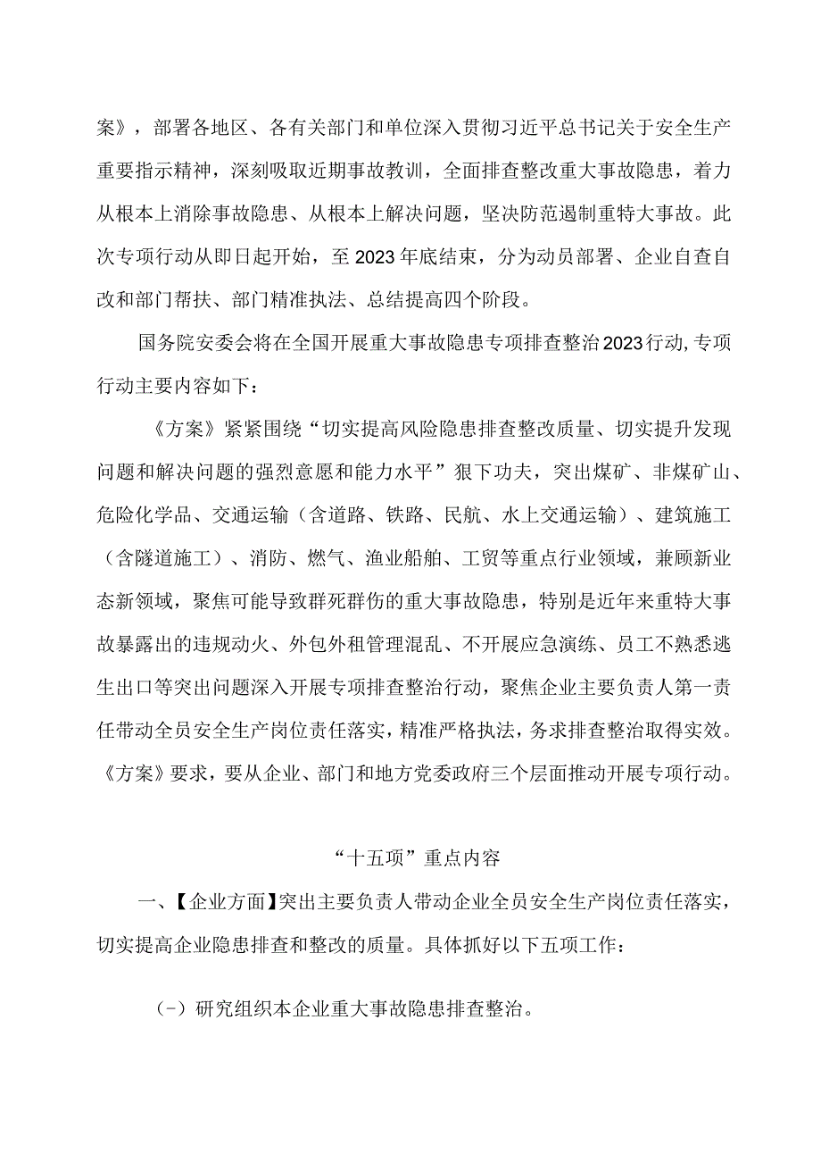 2023全国重大事故隐患专项排查整治行动总体方案十五项重点工作.docx_第2页