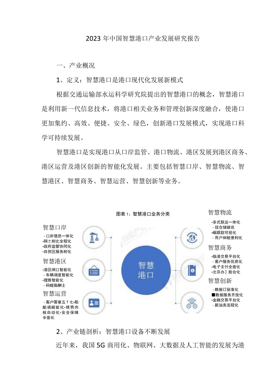 2023年中国智慧港口产业发展研究报告.docx_第1页